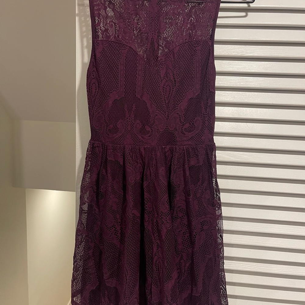 Express Plum Lace Fit & Flare Dress